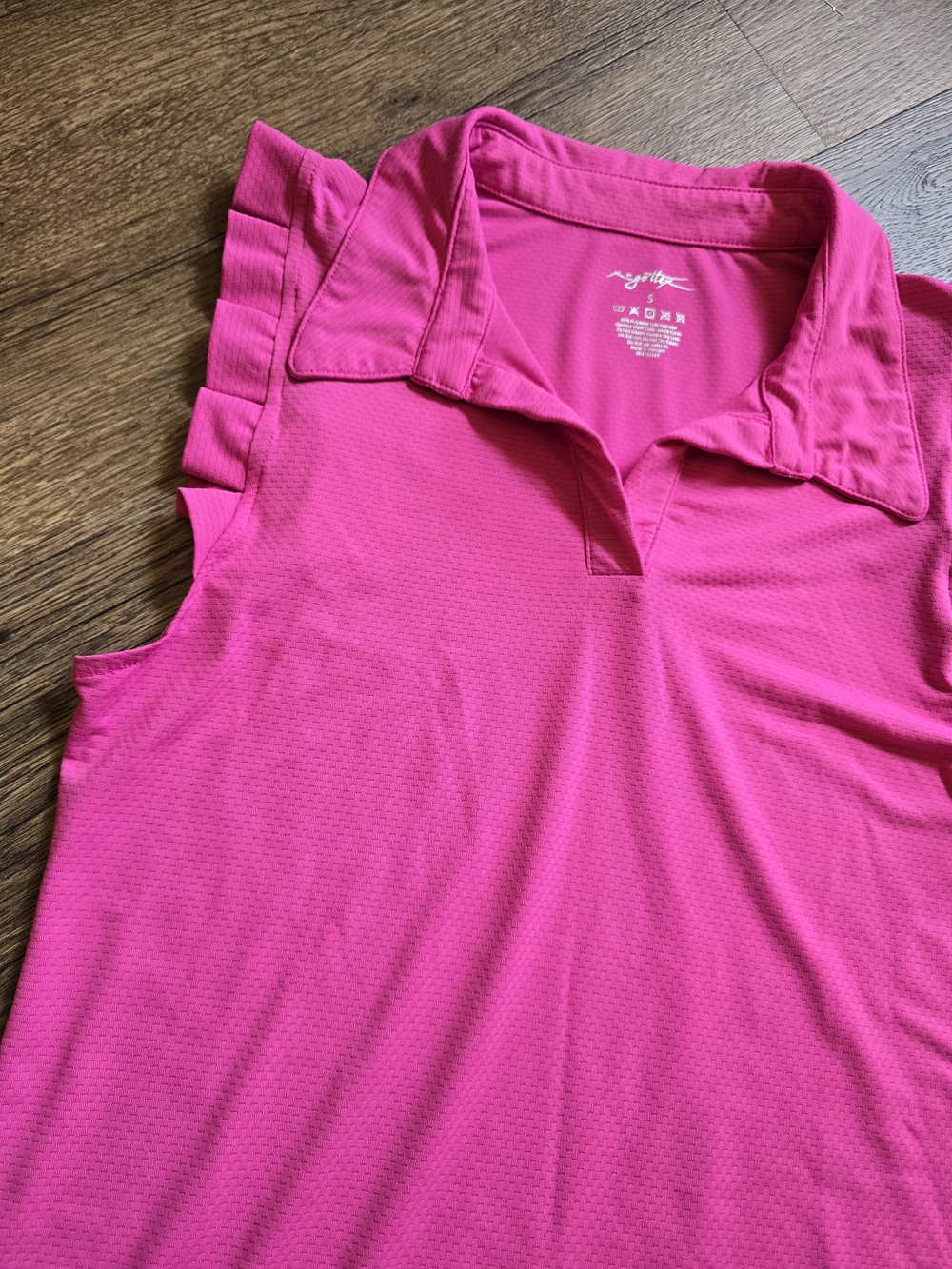 Gottex Pink Ruffle-Sleeve Golf Tennis Polo Tank - Picture 2 of 5